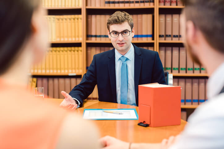 A lawyer discussing a theft crime case with a client