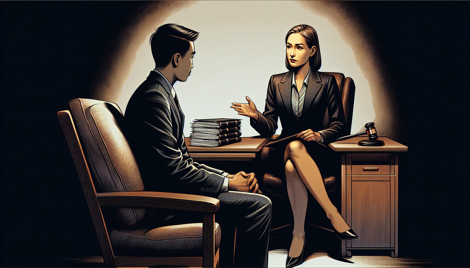 Illustration of a legal consultation with an attorney