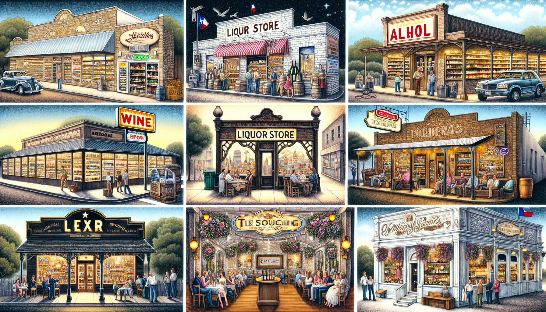 illustration of different types of establishments selling alcohol in texas